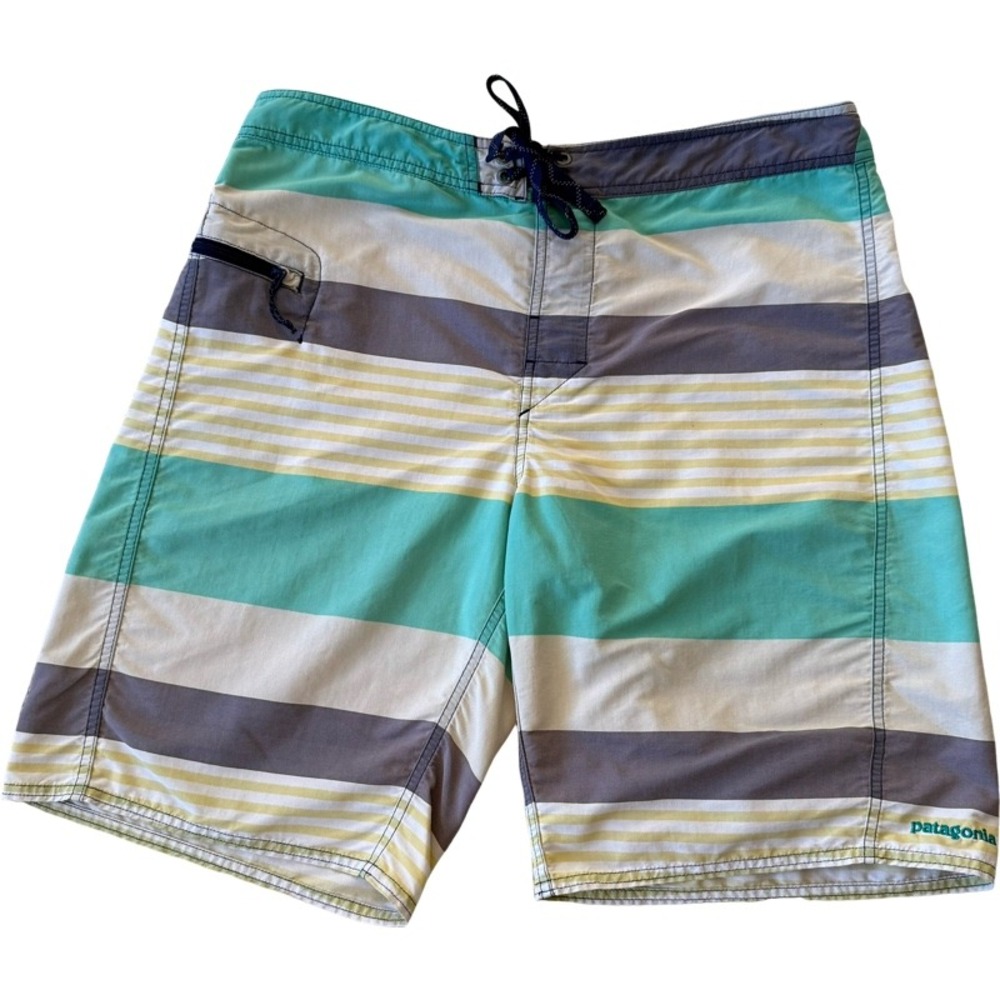 PATAGONIA Striped Board Shorts Swim‎ Trunks Men's Size 35 Casual Beach Surf Pool